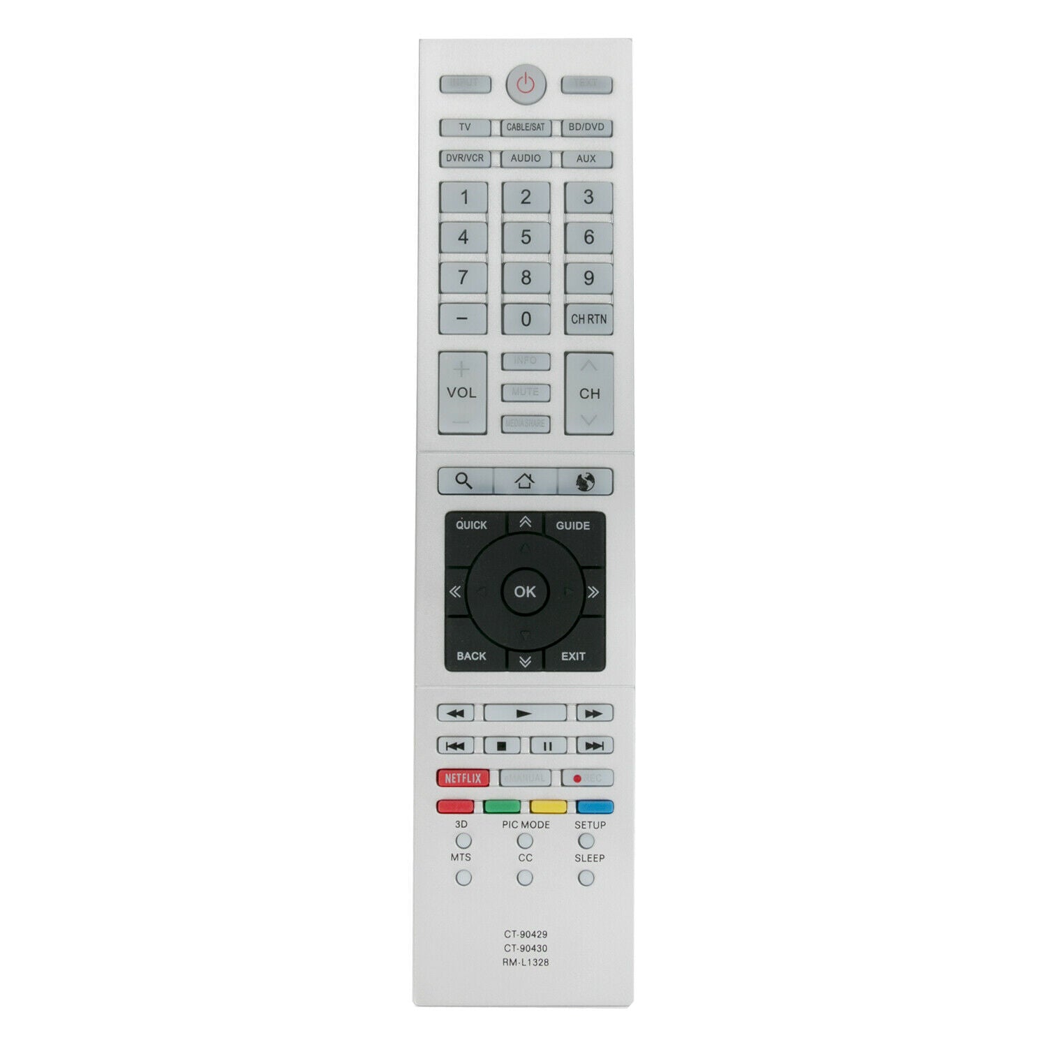 CT-90429 CT-90430 RM-L1328 Replacement Remote Control for Toshiba LCD SMART 3D TV